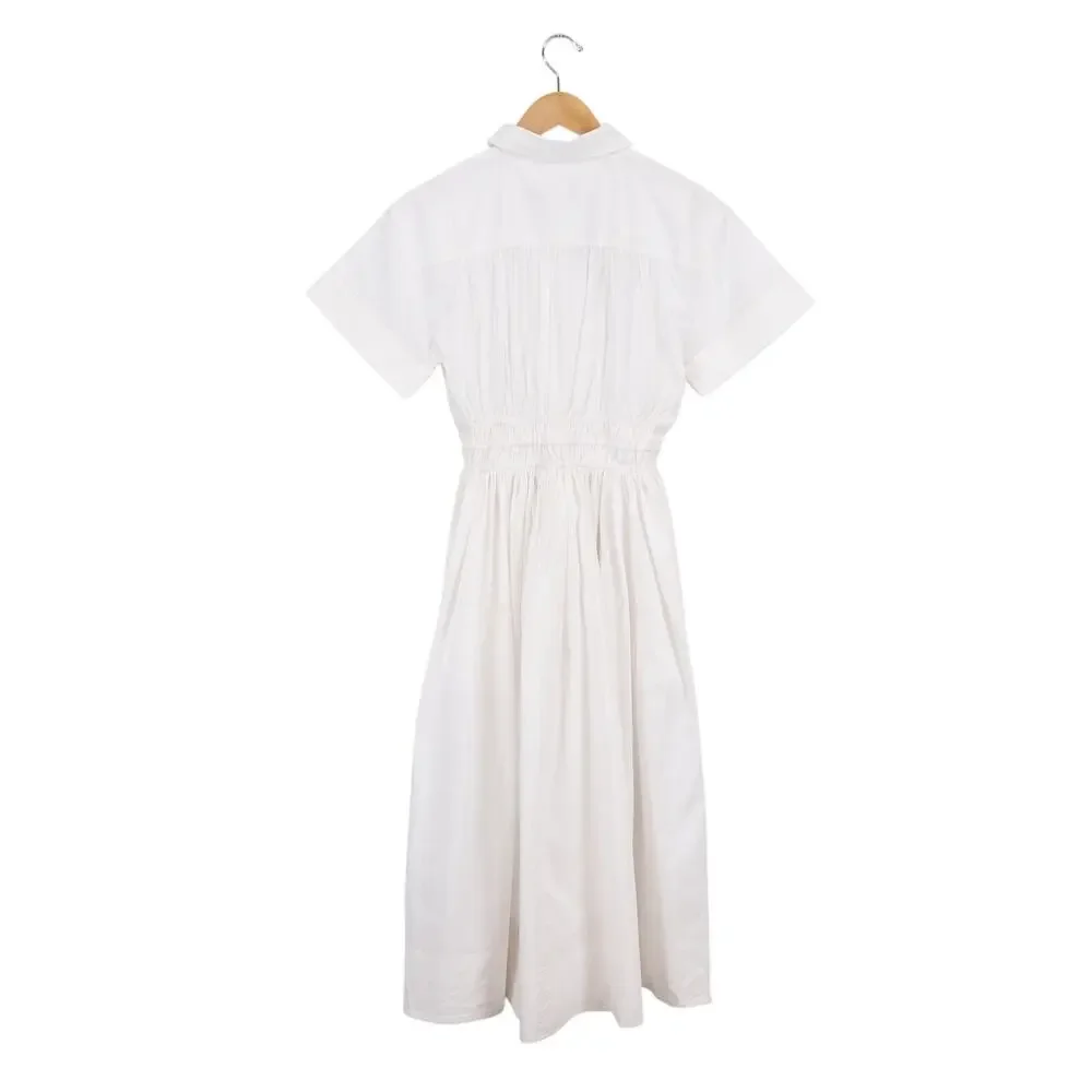 J.Crew Elena Midi Shirtdress Cotton Poplin White Size 0 NWT - Picture 6 of 8